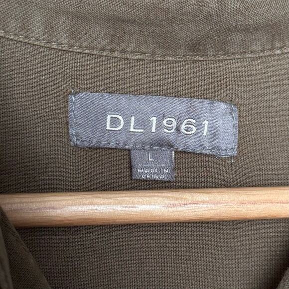 DL1961 Fire Island Utility Relaxed Midi Shift Dress in Teddy Green Size L - Picture 9 of 10